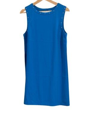 Susana Monaco Blue Sleeveless Silver Studded Keyhole Back Dress Size 8 NWT